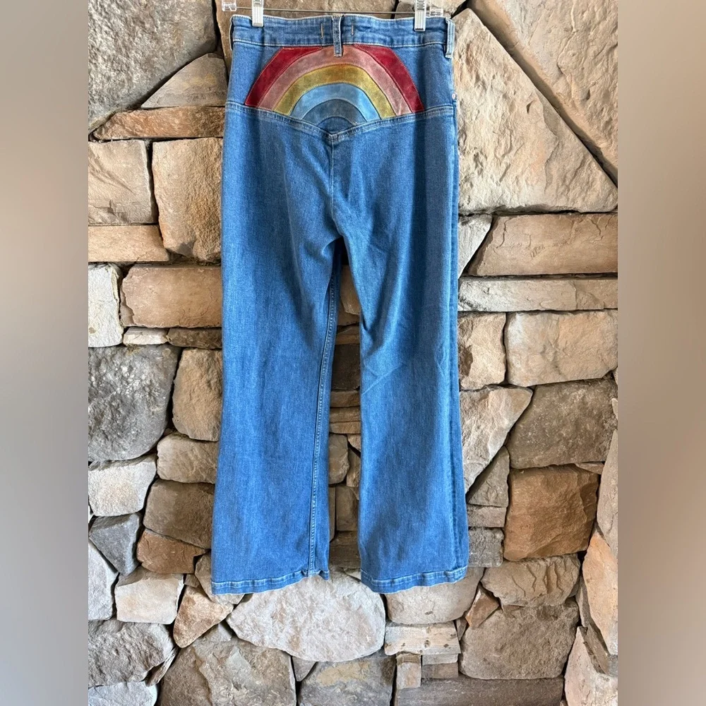 New🌟 Free People-Somewhere Over The Rainbow Jeans - Picture 7 of 8